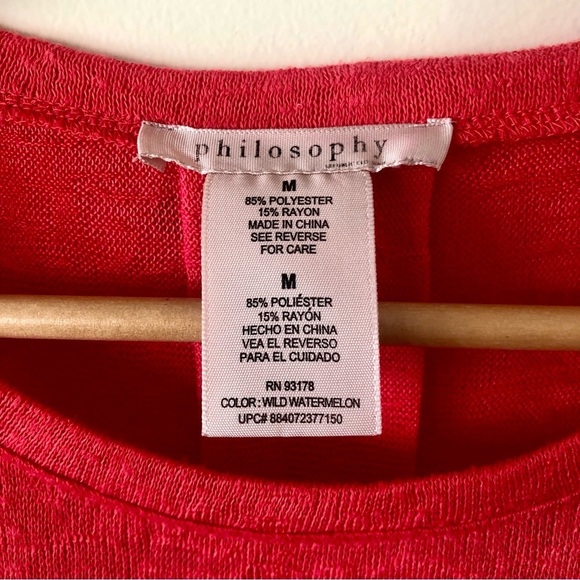 Women’s Philosophy Red Gauzy Three Quarter Sleeve Top Size Medium - Picture 5 of 7